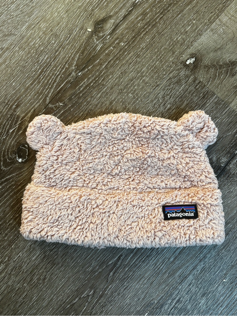 Patagonia Kids Plush Bear-Ear Beanie in Light Pink